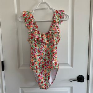 J. Crew ruffle scoop back one piece